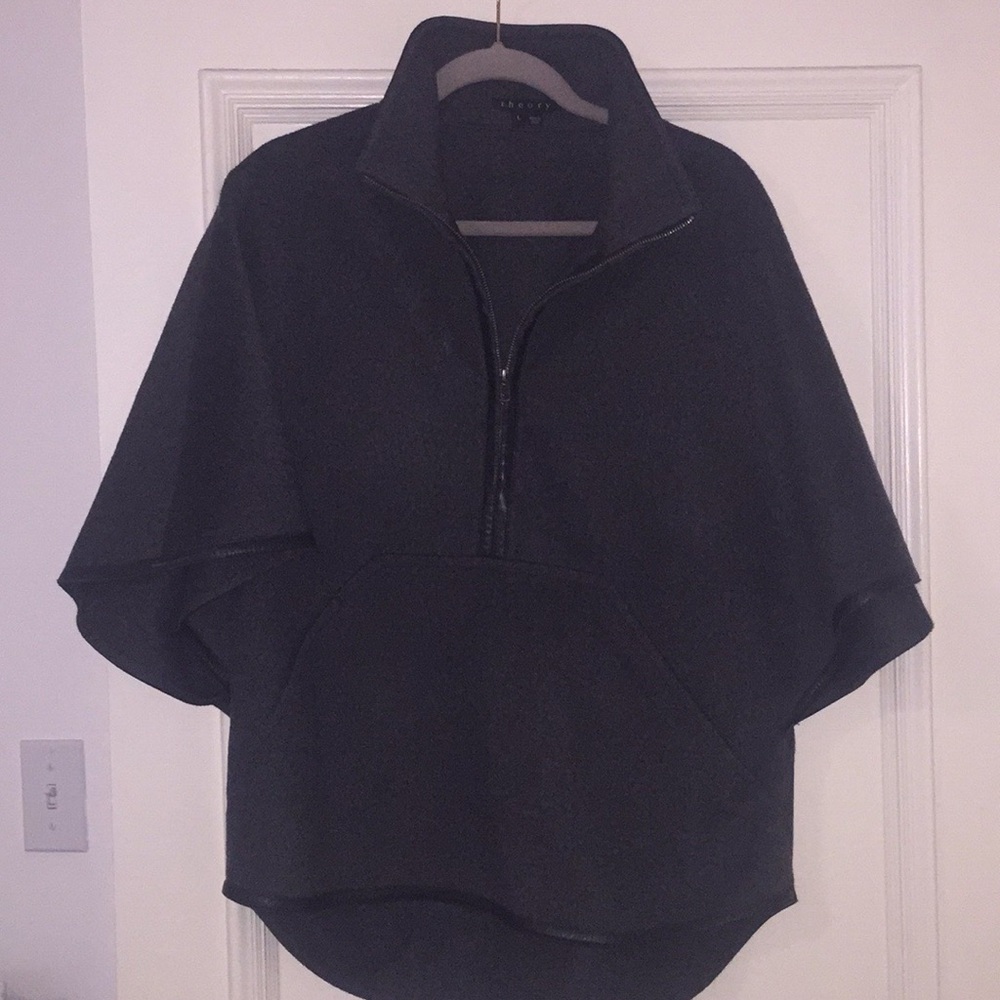 Theory Leather Trimmed Wool Poncho